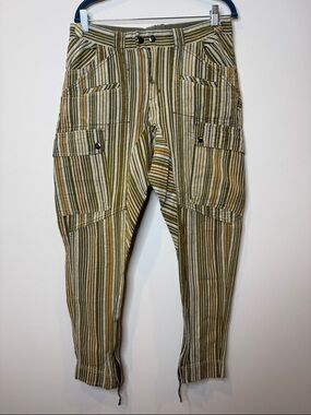Free People Break the Rule Harem Striped Cotton Boho Academia Pants Size 6
